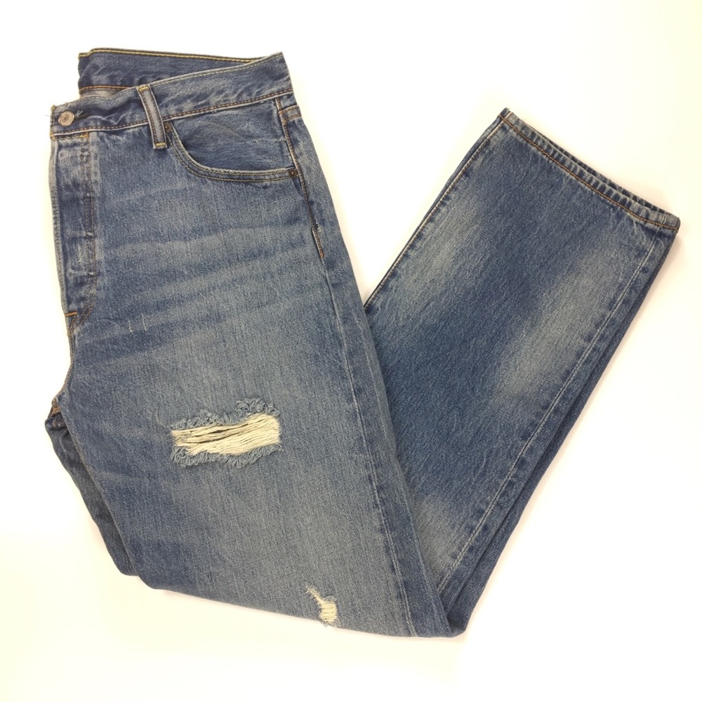 Levis 501 Button Fly Jeans Straight Leg Blue 36x32